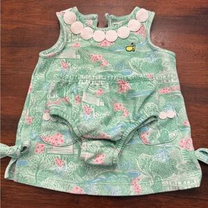 Masters Floral Green Kids Dress with Bloomers